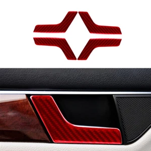 4Pcs Red Carbon Fiber Door Handle Cover Trim For Mercedes-Benz W204 2007-2013 - Picture 1 of 14