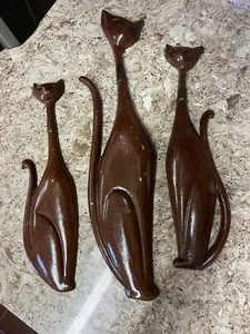 3 VINTAGE SEXTON USA MITTE DES JAHRHUNDERTS METALL WANDKUNST SIAMESISCHE KATZEN ORIGINAL MCM 1960ERer - Bild 1 von 6