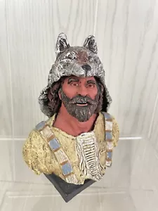 1993 Daniel Monfort Signed Western Sculpture Native WOLF Hat MAN CAVE CABIN - Picture 1 of 8