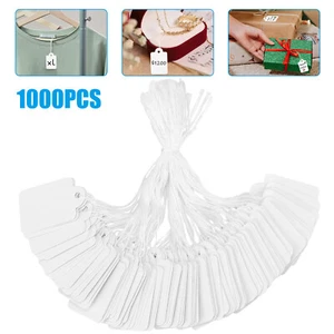1000PCS Blank Cardboard Sale Price Tags Hang Strings Boutique Retail Cloth Label - Picture 1 of 9