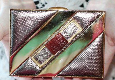 Judith Leiber Metallic CLASSIC ETCHED GEMS Clutch BOX EGYPTIAN ARCHIVES BOOK BAG - Image 1 of 4