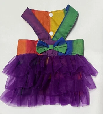 Saia Suspensa Animal Listra Colorida Arco-íris Roxa Tule Pet Tutu S Cães Gatos - Imagem 1 de 4