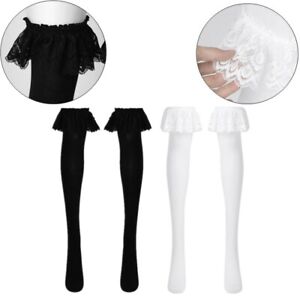 Women Sheer Over Knee Thigh High Stocking Lace Trimming Hosiery Long Socks