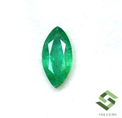 Piedra preciosa suelta sin tratar de corte marquesa esmeralda natural certificada 12x6 mm 1,74 CTS Foto 1 de 4