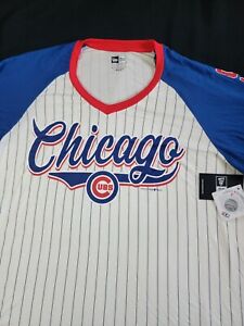 Chicago Cubs 2XL Ladies Baseball Shirt NWT 3/4 Sleeve New Era Pinstripes