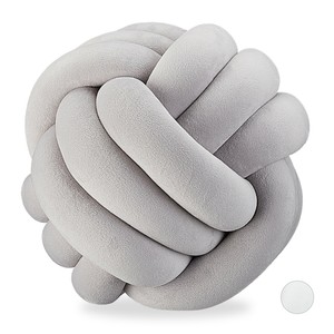 1 x Knotenkissen Wollknäuel Kissen Dekokissen geknotetes Kissen Knoten grau