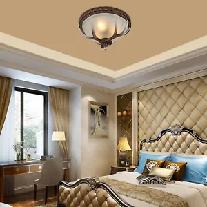 Deer Horn Rustic Chandelier Lodge Retro Resin Antler Pendant Lamp Ceiling Light - Picture 1 of 20