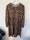 Finery Leopard Print Dress Size 18 Midi Long Sleeves Collared