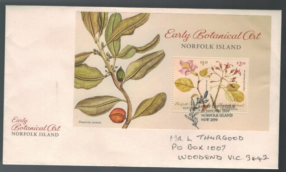 2020 NORFOLK Island, Early BOTANICAL ART MINISHEET on FDC - Image 1 of 1