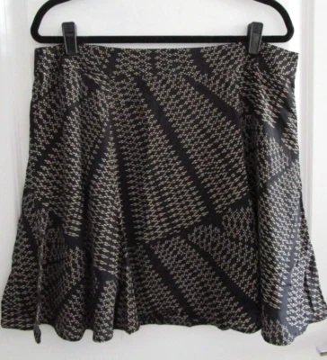 J Crew 365 геометрический черный/серо-коричневый с подкладкой шелк Flare юбка размер 16 обычный новый с Ярлыками - Изображение 1 из 4