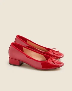 J.Crew 7.5 Teagan T-strap Patent Leather Mary Jane Heels Shoes In Red Pepper NIB - Picture 1 of 7