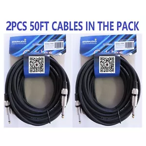 2Pcs 50ft 1/4" 6.35mm Males Cables to 1/4" 6.35mm Speaker Audio Cable Mono Cord - Picture 1 of 17