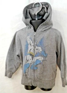 Batman Hoodie Sweatshirt 3T Boys Old Navy Full Zip Jacket Charcoal Gray EUC - Picture 1 of 6