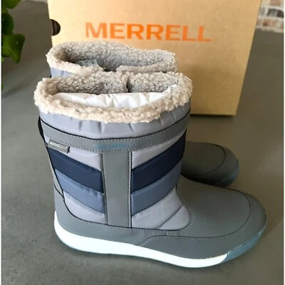 Merrell Niños Alpino Impermeable Gris Azul Puffer Nieve Invierno Botas Talla 5 Foto 1 de 4