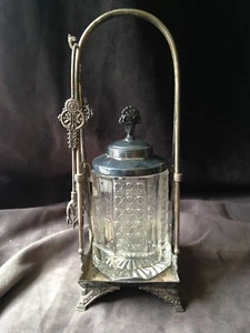 MERIDEN B. Co. PICKLE CASTOR SET #199-1/2 w/Octagonal Glass Jar Insert - Picture 1 of 5
