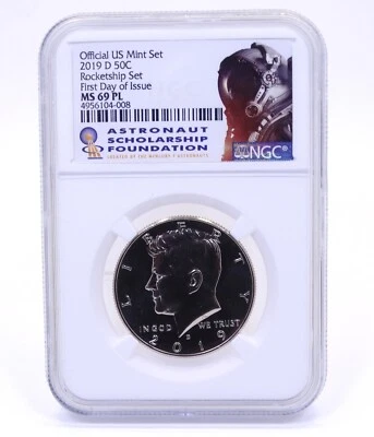 2019-D NGC MS69PL KENNEDY HALF COIN ROCKETSHIP ASTRONAUT ASF FDI MS69 Proof Like - Image 1 of 4