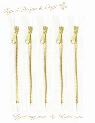 3 10pcs BLACK / OFF WHITE 4,5,6,8,9,10,12,14,16,18 INCH BRASS DONUT PULL ZIPPER - Image 1 of 4