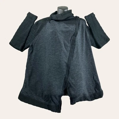 Cárdigan Lucky Brand para mujer XL frente abierto drapeado chal cuello falso negro gris Foto 1 de 4