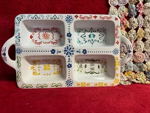 NWT Nordicware Ceramic Collection Loaf Pan Baking Dish White w Multicolor Floral - Picture 1 of 5