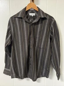 Eighty Eight Men's Size Small Brown Striped Long Sleeve Button Down Dress Shirt - Picture 1 of 5