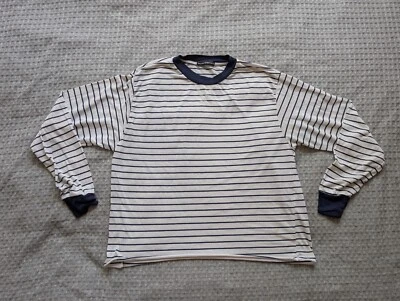 Brandy Melville Top Women Medium White Blue Striped Crew Neck Knit Made in Italy - Image 1 of 4