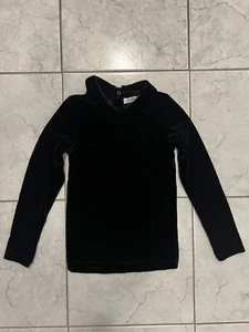 Coco Blanc Black Velvet Collared Top Uni Size 8 - Picture 1 of 2