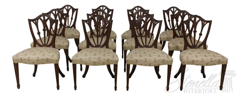 L58466EC: Set of 12 SMITH & WATSON Shield Back Mahogany Dining Room Chairs Cover