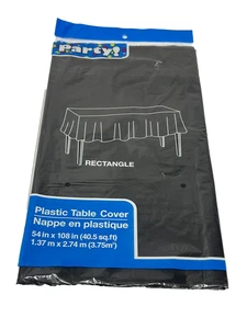 PARTY plastic table cover 54 X 108 INCHES rectangle BLACK - Picture 1 of 2