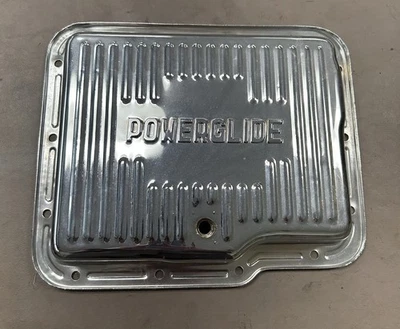 GM Powerglide Cromo Transmisión Pan Display Modelo Acanalado Foto 1 de 4