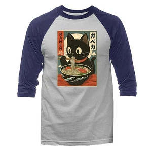 Gato Ramen Fideos Anime Japonés Manga Kawaii Gato Humoroso Manga 3/4 Raglán - Imagen 1 de 10