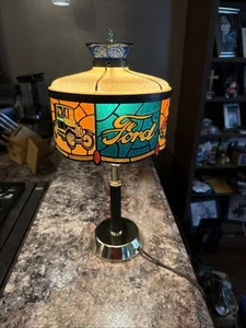 VTG 1970s FORD Dealer Desk Lamp Tiffany Style Table Light/Plastic Shade READ 👇 - Picture 1 of 18