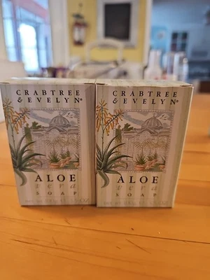 Jabón de baño vintage Crabtree & Evelyn de aloe vera nuevo en caja 3,5 OZ lote de 2 Foto 1 de 4