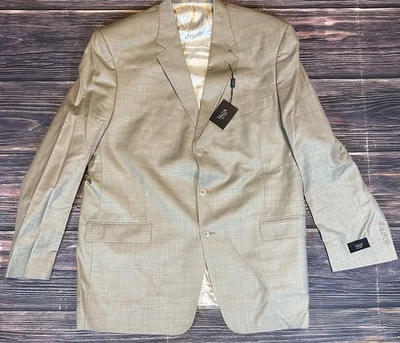 TALLIA Wool Suit Mens 46L 41W 2 Piece Pants Tan Natural Stretch 41x46 Big Boy - Image 1 of 4