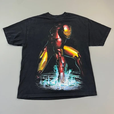 Винтажная мужская футболка Iron Man XL черная комиксы Marvel фильм супергерой футболка промо Y2K - Изображение 1 из 4