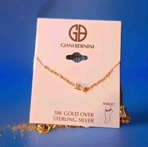 Giani Bernini Ankle Bracelet 18k gold over sterling silver Clear 9 + 2 Inch Cute - Picture 1 of 12