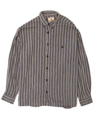 CAMEL Mens Flannel Shirt Medium Blue Striped CM05 - Image 1 of 3