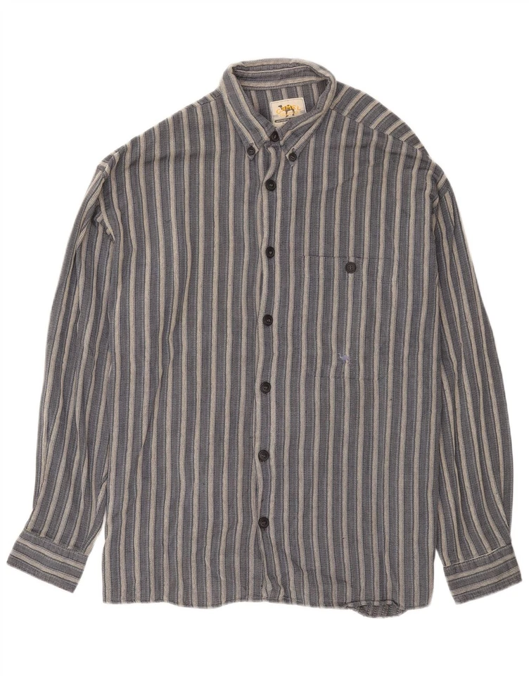 CAMEL Mens Flannel Shirt Medium Blue Striped CM05 - Image 1 of 3
