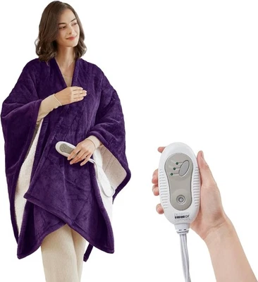 Degrees of Comfort Heated Sherpa Wrap Shawl, Cozy Winter Electric Blanket Throw, - Image 1 of 4