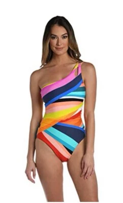 La Blanca Sunscape One-Piece Shoulder  Tropical Swimsuit Womens Size 16 NWT - Image 1 of 4