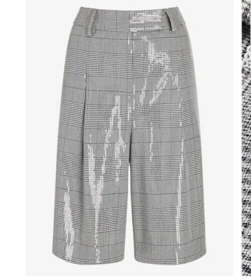 EXPRESS Women`s High Waisted Plaid Sequin Bermuda Shorts size 2 - Image 1 of 4