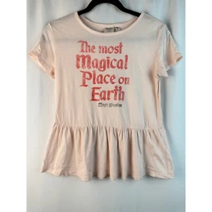 Disney Parks Magic Kingdom Graphic Tee Peplum Top Kids Large - Picture 1 of 4