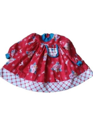 Vestido de Manga Longa TODDLER Meninas Natal 3T Vermelho Branco Floral Polly Flinders  - Imagem 1 de 4