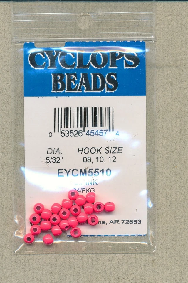 Cyclops Beads - fl pink - dia 1/8" - hook size 10,12, 14 EYCM3510 - Image 1 of 1