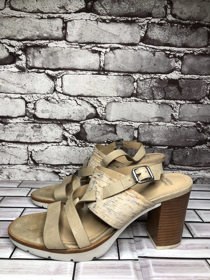Johnston & Murphy Kayla Taupe Leather Heel Strappy Sandals Women’s Sz 9M US/40EU - Image 1 of 4