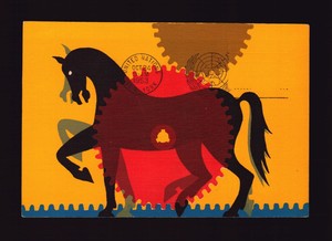 POSTCARD : PROGRESS THROUGH THE HORSEPOWER OF MACHINERY CLARENCE H. CARTER 1953