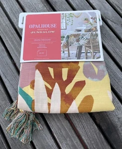 New Opalhouse Jungalow Oblong Cotton Tablecloth Palm Print Tassels 60" x 84” - Picture 1 of 5