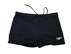 SPEEDO Boys Boxer Swimming Trunks Black White Logo Drawstring Size 10 Yrs 13 - Picture 1 of 2
