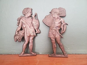 Antique Bas Relief Wall Art Cast Iron Greek Roman Figures Harvest Germany - Picture 1 of 5