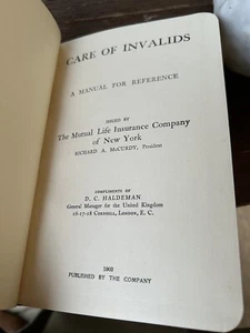 Care of Invalids: A Manual for Reference 1903 1st Ed. HC Buch - Bild 1 von 4