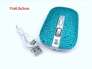 blingustyle Rechargeable Crystal 2.4G Wireless Optical PC Mouse Turquoise  - Picture 1 of 9